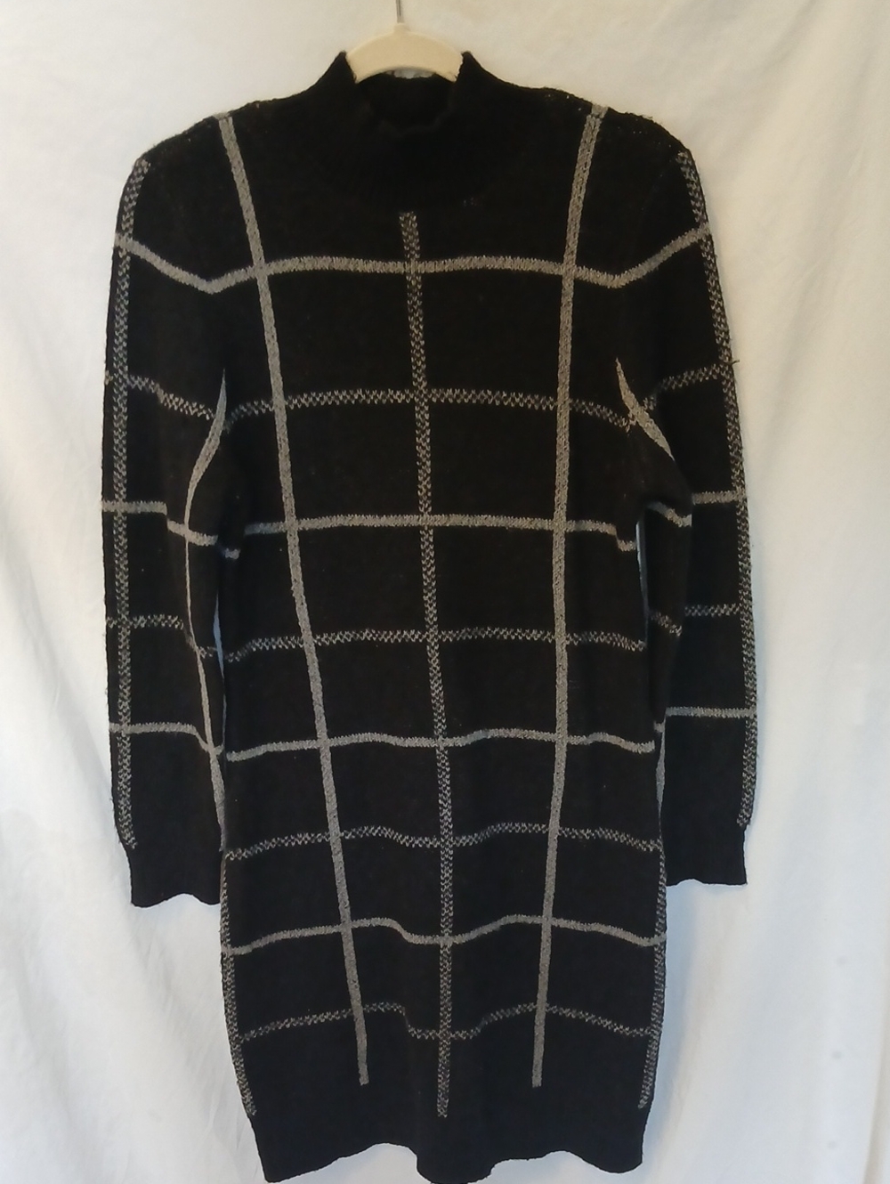 Love Scarlett Black Knit Windowpane Dress